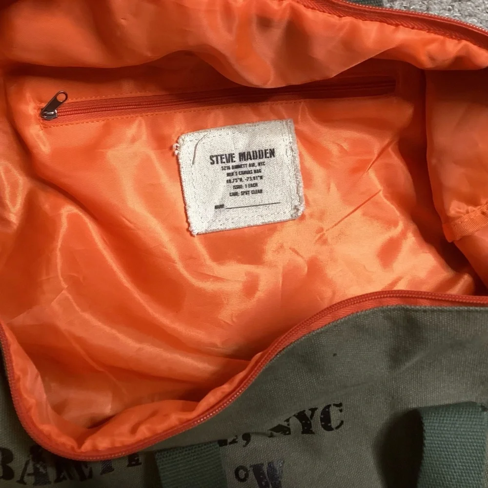 Steve Madden Military Style Duffle Bag Olive 20”x10”x14”